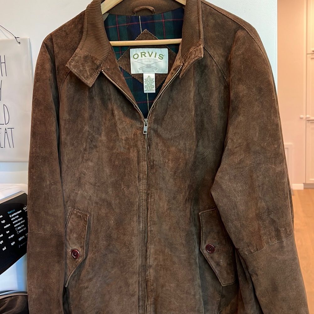 Orvis brown suede leather jacket EUC